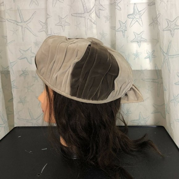 Vintage Women's Pillbox Style Velvet Hat Nell New York Colorblock - Picture 8 of 12